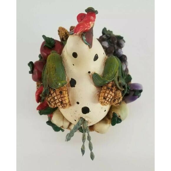 Trinket Box Hen On Nest Vegetables Barrel Chicken Country Kitchen Ring Holder - Picture 5 of 8